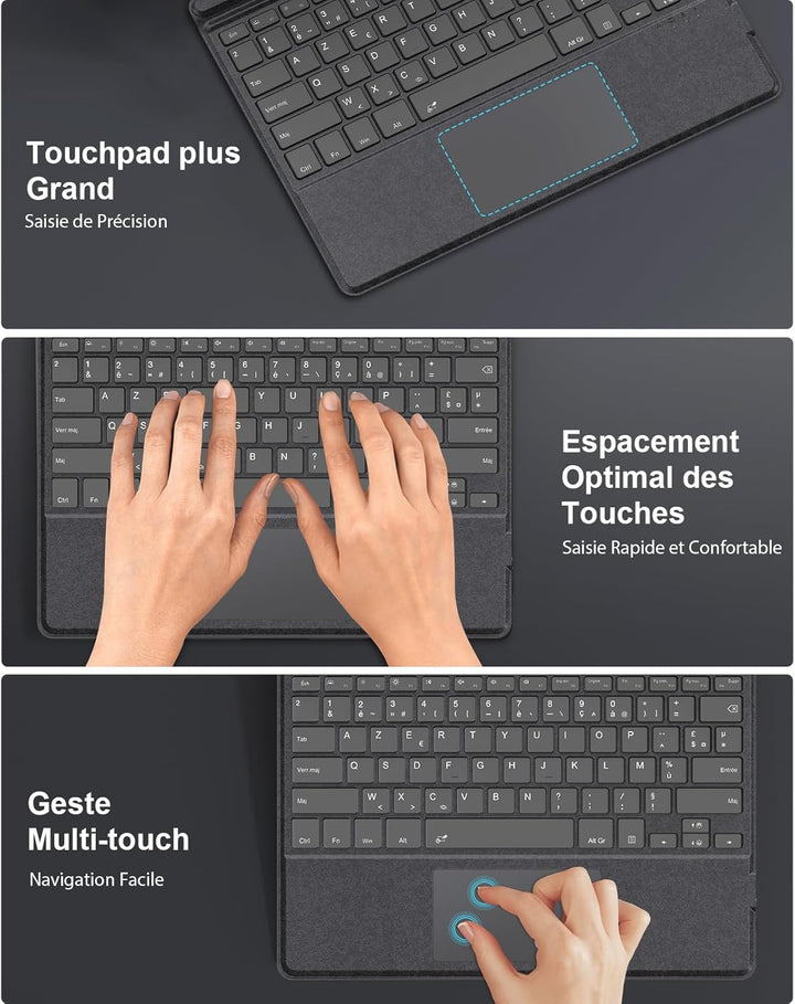 MoKo Französische Tastatur Kompatibel mit Microsoft Surface Pro 11/ Pro 10/ Pro 9/ Pro 8/ Pro X, AZE