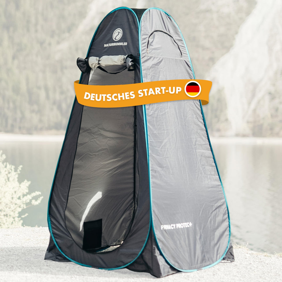 NATURBUMMLER Duschzelt Pop-Up [Privacy Protec+] wasserdicht & Blickdicht mit 5 Taschen & Boden (1,9