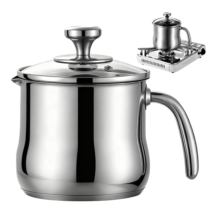 Edelstahl Milchtopf Mit Deckel,2 Liter Edelstahltopf Mit Glasdeckel,Puddingtopf Aus Edelstahl,Suppen