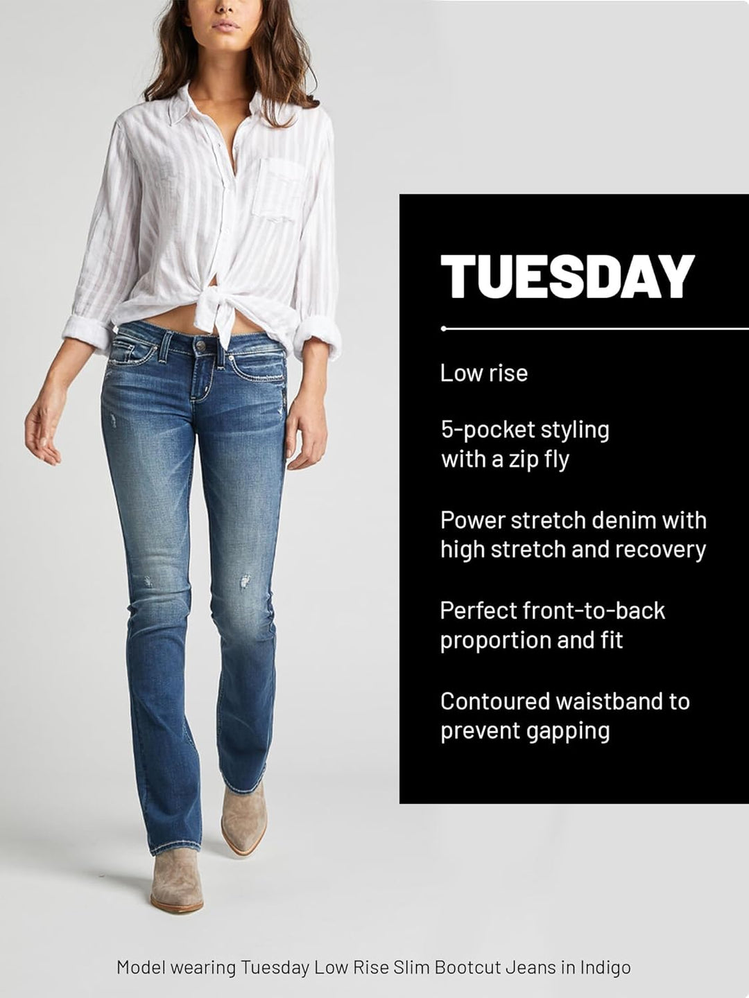 Silver Jeans Damen Tuesday Low Rise Slim Bootcut Jeans 30W / 33L Mittlere Indigo-waschung, 30W / 33L