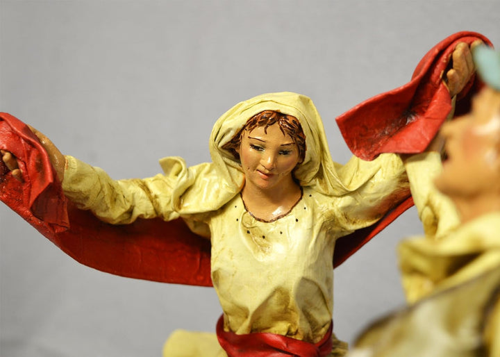 Arte Sacra di Claudio Riso Pizzica-Tanzpaar Figur aus Pappmaché und Terrakotta.