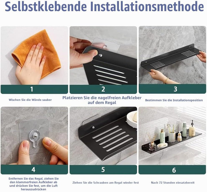 Duschablage Ohne Bohren,2 Stück Selbstklebend Duschkorb Edelstahl Wandmontage Rostfreier Schnelle En