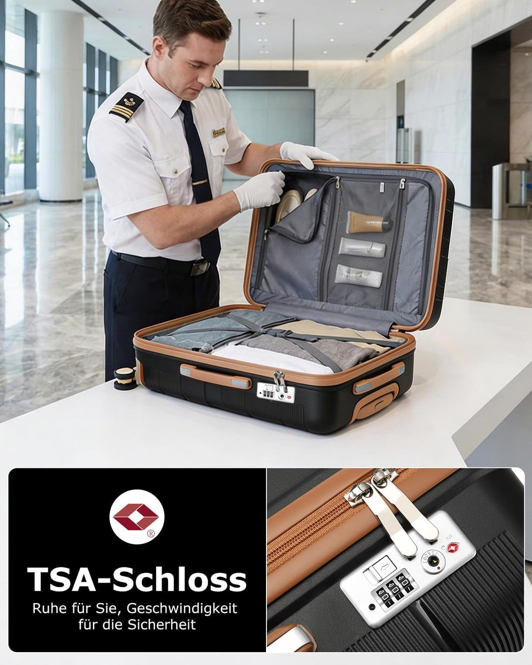 British Traveller Reisekoffer Mittelgross Koffer Trolleys Mittelgross Hartschalenkoffer 100% PP Hand