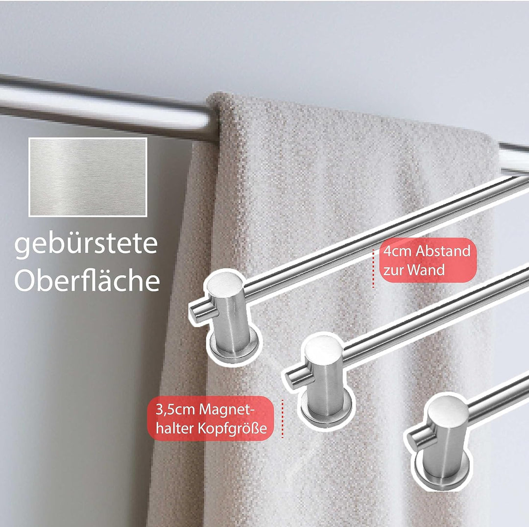 Handtuchhalter aus Edelstahl mit Magnethalterung in 7 Längen 40 – 100cm (40cm), 40cm