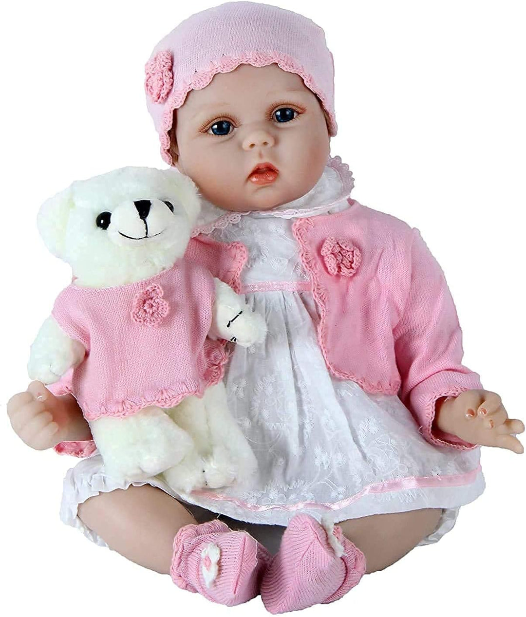 ZIYIUI Reborn Puppe 22 Zoll 55 cm Lebensecht Baby Reborn Mädchen Handgemacht Weiche Vinyl Silikon Re