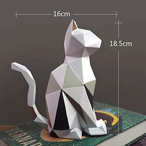 Amoy-Art Katze Skulptur Dekor Modern Statue Arts Wohnzimmer Kunst Polyresin Geschenk 19cm