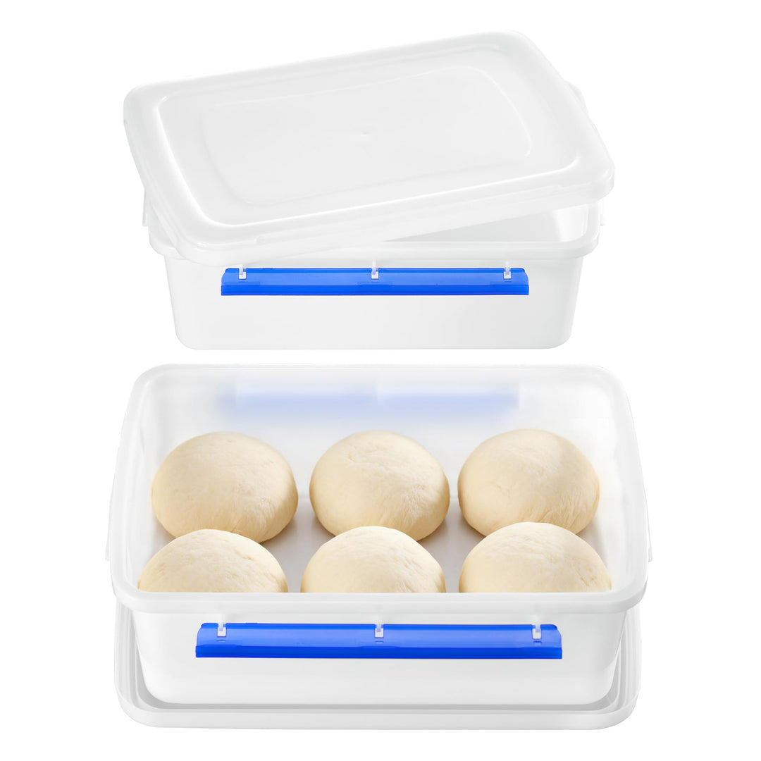 Vtopmart 2er Set Pizzaballenbox,Gärbox mit Deckel 40x30x8cm, BPA-frei Box | Stapelbare Teigbox für P