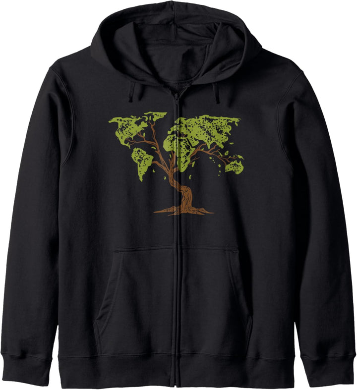 Baum Weltkarte Kapuzenjacke