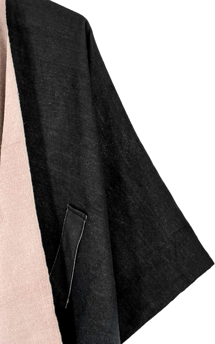 breezy lane Damen Poncho Schal Strick Cape Reversible Wraps Elegant Übergrosse Ruana Cardigan Gesche