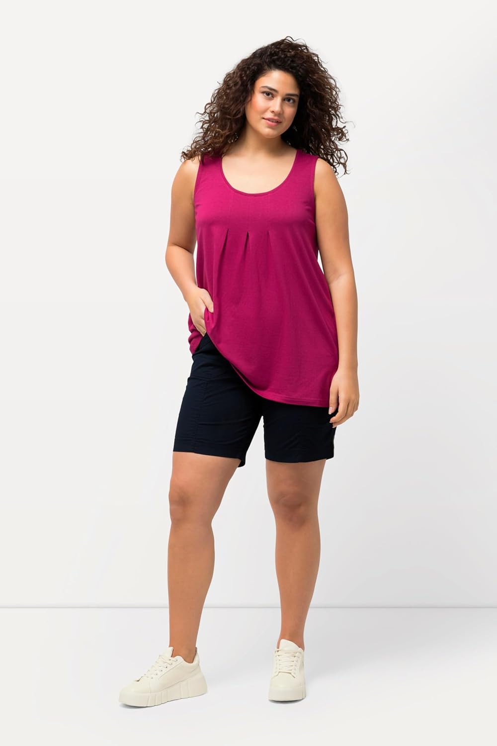 Ulla Popken Damen grosse Grössen Übergrössen Plus Size Cargo-Bermuda, Komfortbund, 4-Pocket-Schnitt