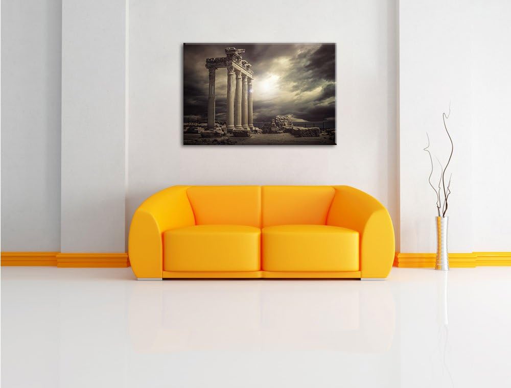 Pixxprint Apollon Tempel Ruine in Side als Leinwandbild/Grösse: 100x70 cm/Wandbild/Kunstdruck/fertig