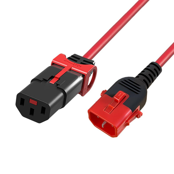 ACT C13 IEC Lock+ nach C14 IEC Dual Lock Netzkabel, Kaltgerätekabel Verlängerung 2 Meter, C13 Buchse