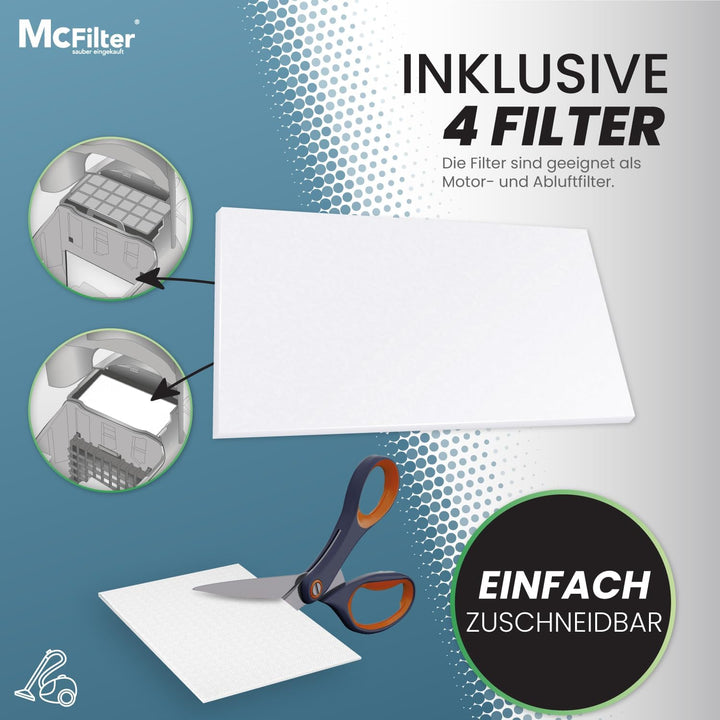 McFilter I 20 Staubsaugerbeutel geeignet für Miele Compact C2 EcoLine + 2 Motorschutzfilter, stabile