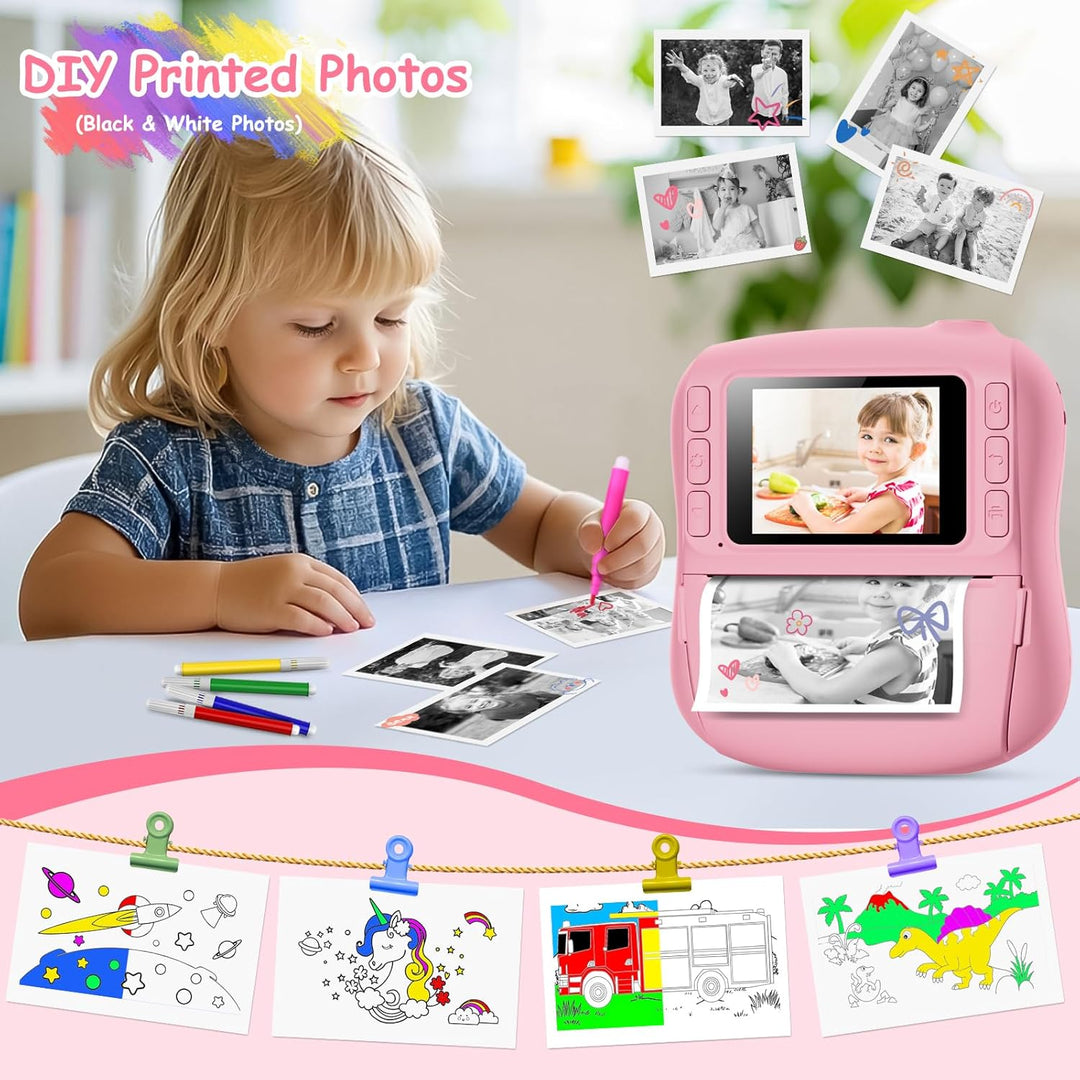 Hangrui Kinderkamera Sofortbildkamera, 14MP Sofortbildkamera Kinder mit 32G Karte &amp; Druckpapier, 108