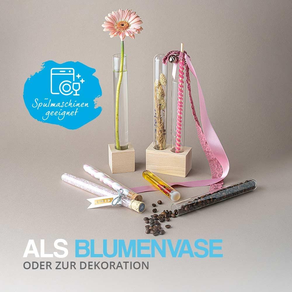 Tuuters 100 Glas Reagenzgläser mit Korken Verschluss Naturkorken, kleine Gewürzgläser (120 x Ø 20mm)