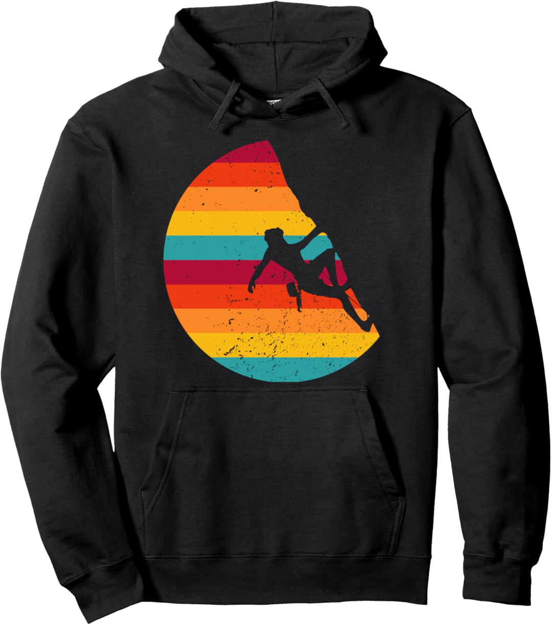 Retro Bouldern Bergsteiger Freiklettern Klettern mit Motiv Pullover Hoodie