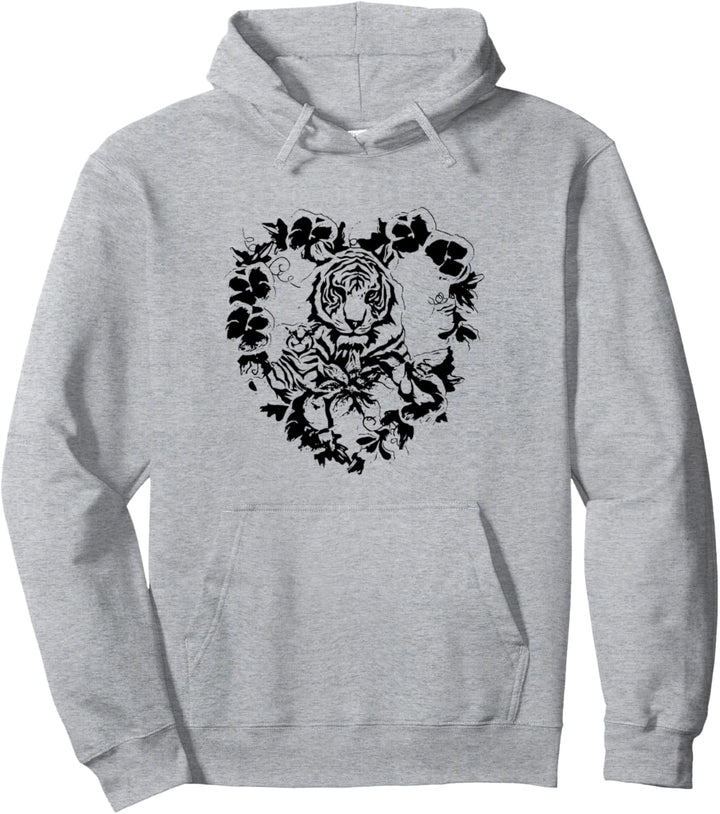 Tiger Motiv Raubkatzen Katzen Dschungel Zähne Krallen Tiger Pullover Hoodie
