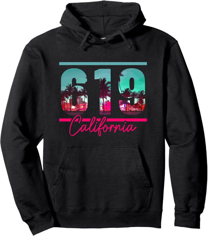Kalifornien Vorwahl 619 San Diego Vintage Retro Pullover Hoodie