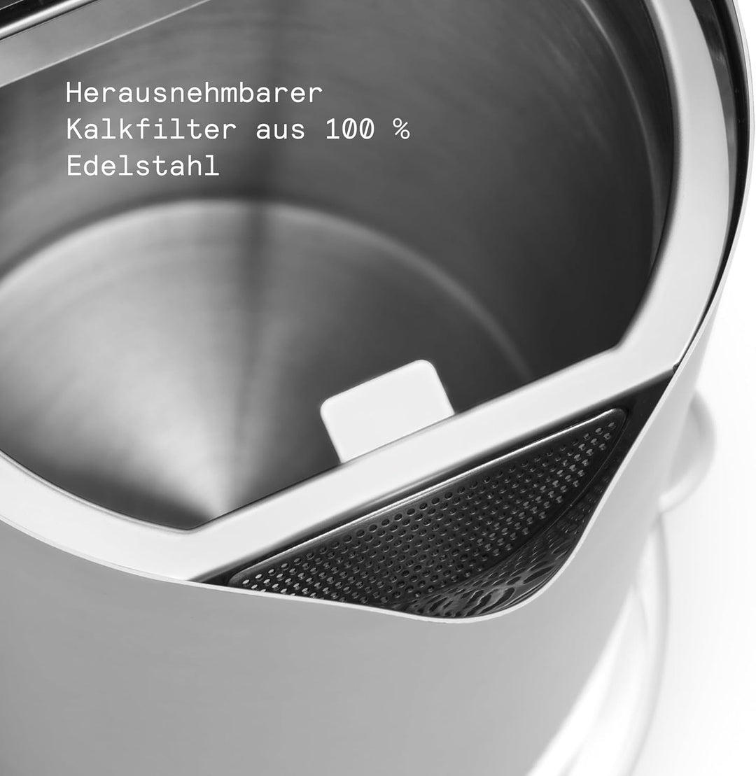 Aarke Wasserkocher aus Edelstahl mit mehreren Temperatureinstellungen, 360° drehbarem Sockel, leisem