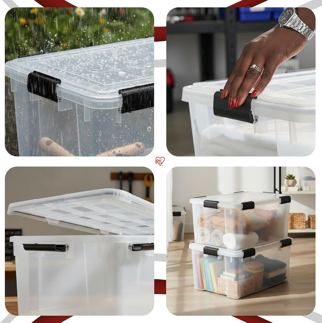 Iris Ohyama Luftdichte Kunststoff-Aufbewahrungsboxen mit Deckel, 50L, 3er-Set, Transparent, Hermetis