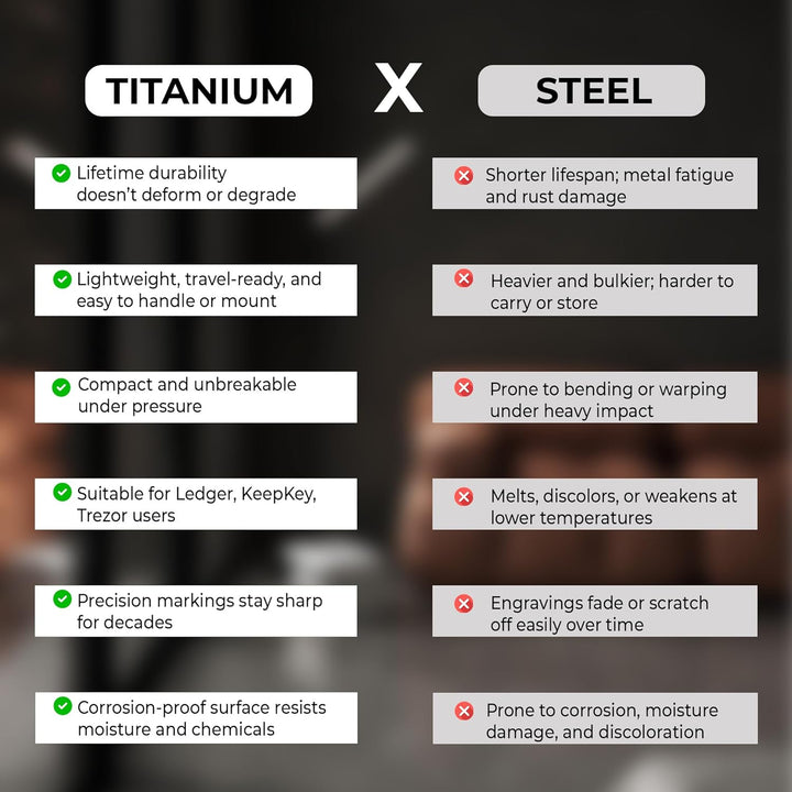 Titan nummerierte Hexagon-Brieftasche aus Krypto-Seed-Phrase-Speicherung, stanzbar oder ätzbar, für