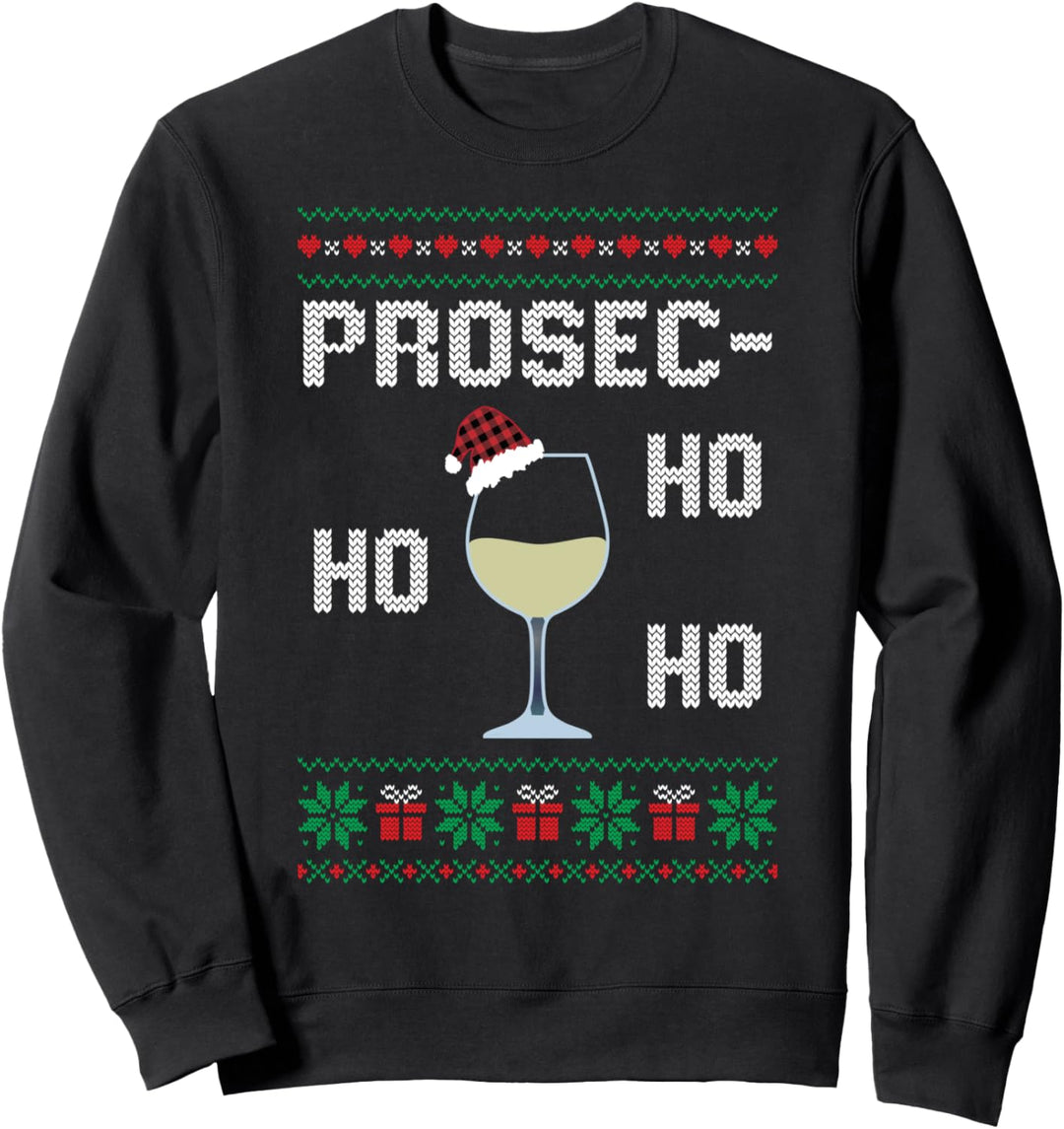 Funny Prosec Ho Ho Ho Christmas Prosecco Santa Hat Wine Sweatshirt