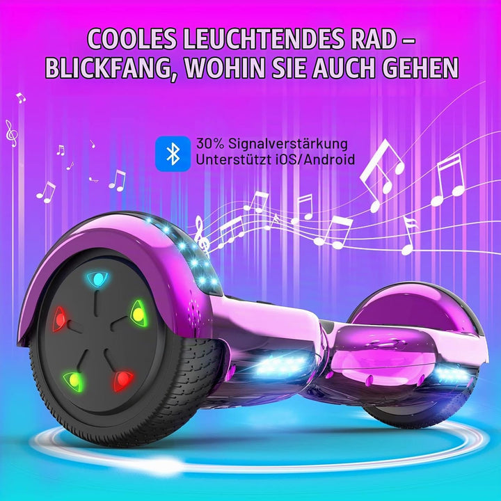 GeekMe Hoverboards 6.5”Zweimotoren 2-Rad-Hoverboards Hoverboards mit LED-Leuchten Bluetooth rose, ro