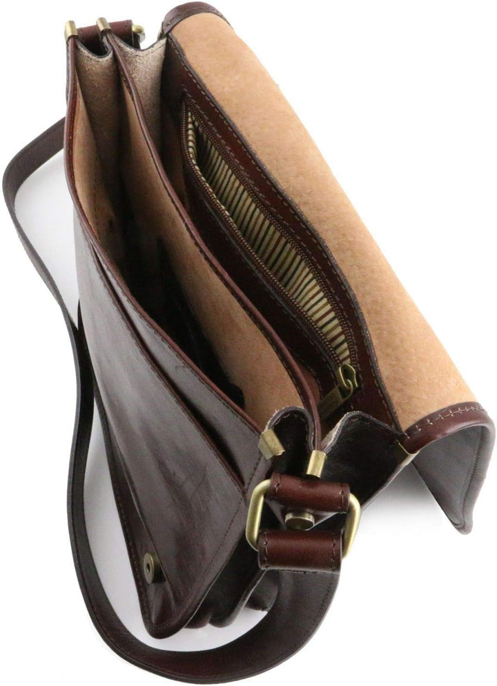 Tuscany Leather TL Messenger Umhängetasche aus Leder mit zwei Fächer Honig, Honig