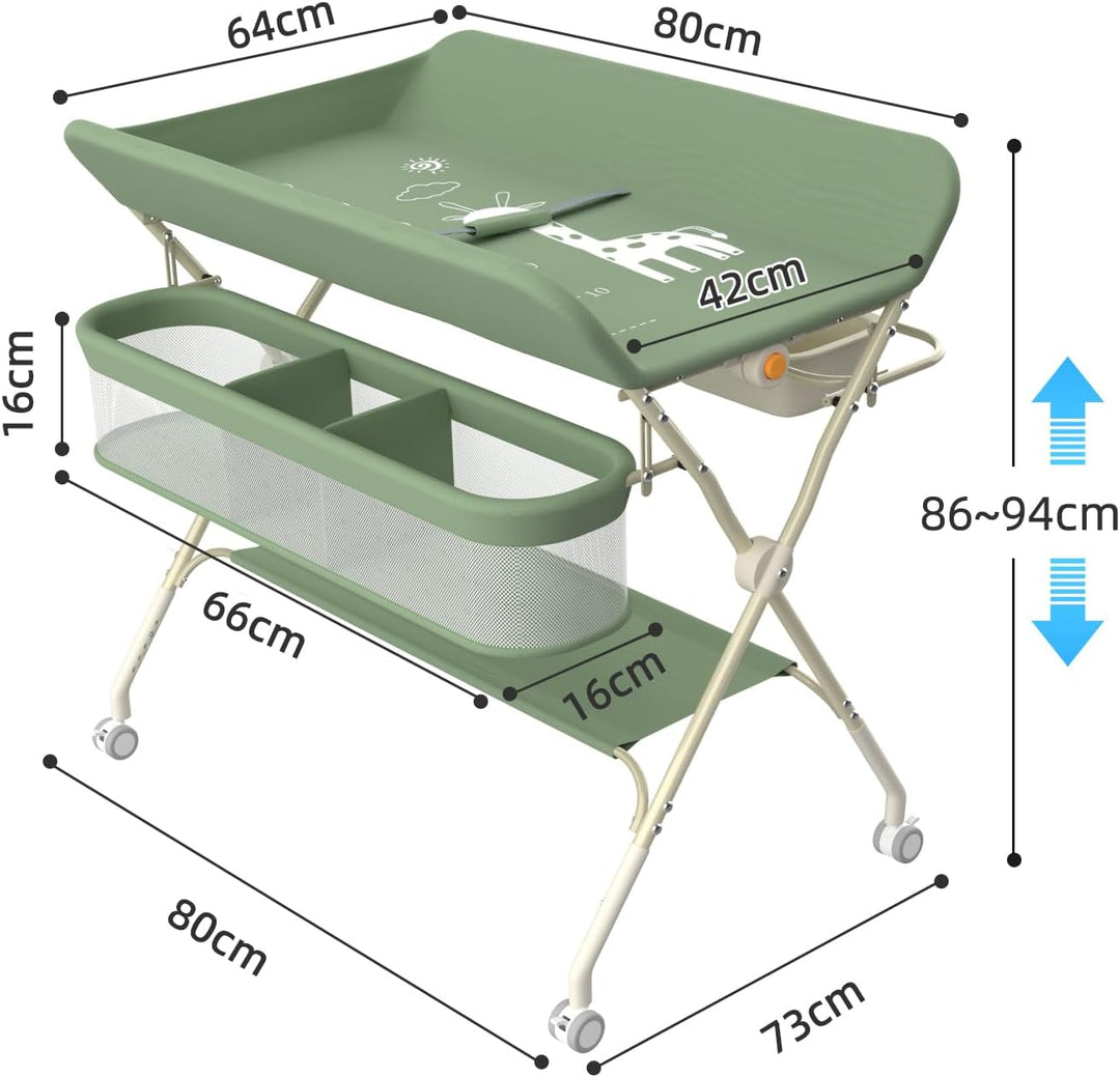 OHMG Baby Wickelkombi Mobiler Bade-Wickeltisch faltbar,klappbare Wickelkommode mobiler,Wickeltisch m