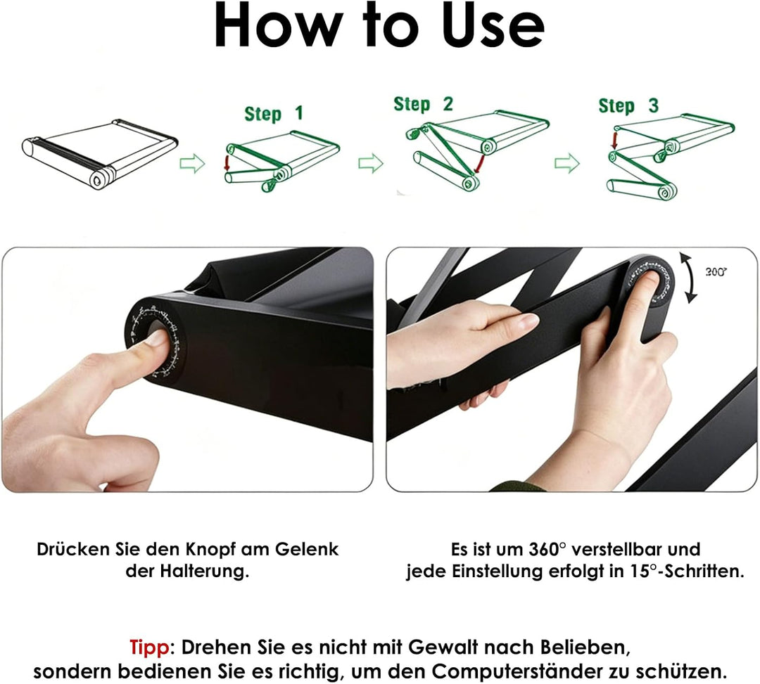 Faltbar Laptoptisch Laptop Ständer Höhenverstellbar Notebook Tisch Couch Laptop Tisch für Bett Höhen