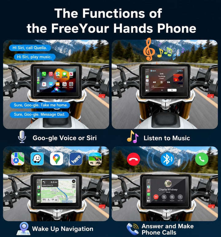 Motorrad Carplay Bildschirm Android Auto Motorrad mit 5 Zoll Wasserdichter Touchscreen, Kabelloses C