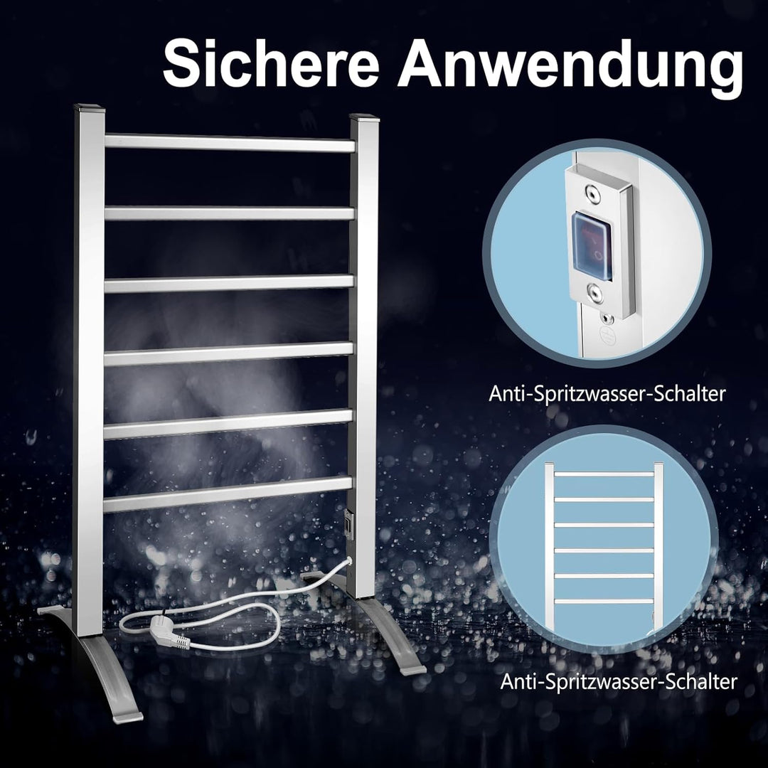 RELAX4LIFE Handtuchheizkörper elektrisch, Badheizkörper freistehend oder Wandmontage, 2-in-1 Handtuc