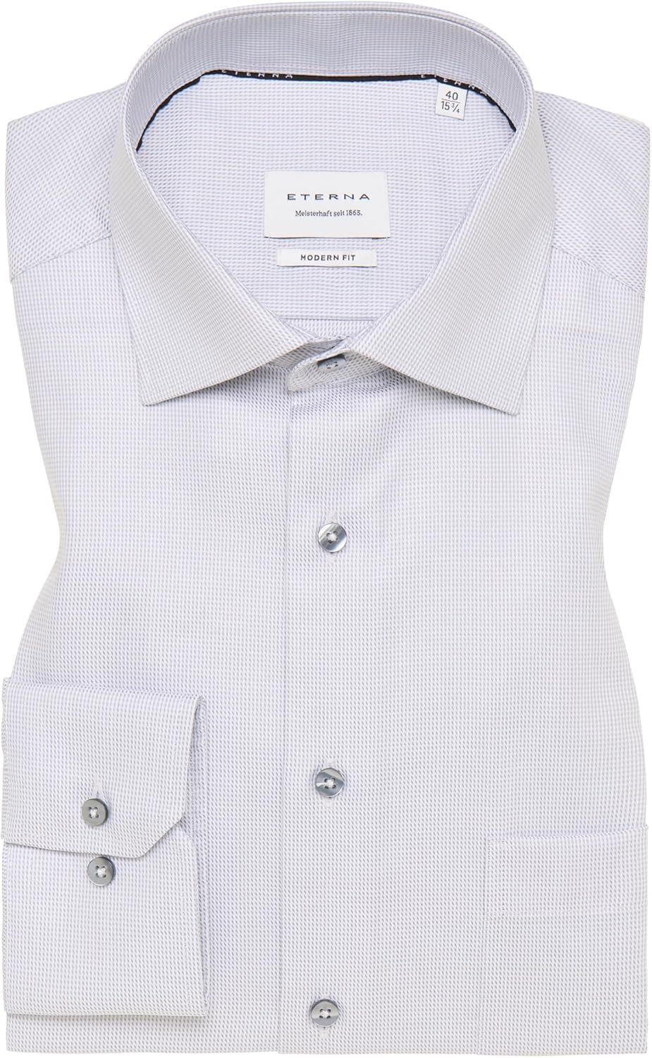 ETERNA Comfort Fit Hemd Langarm New Kent Kragen Muster rot 41 Grau, 41 Grau