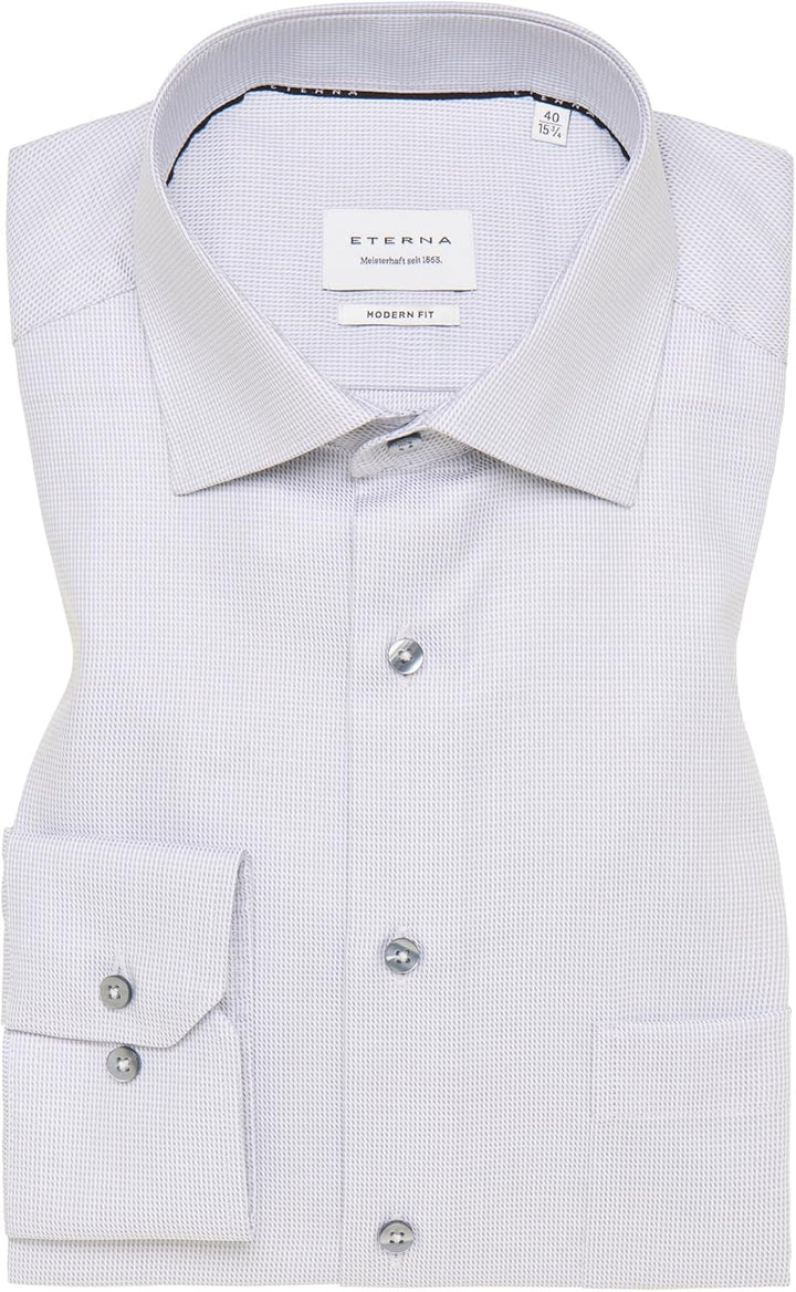 ETERNA Comfort Fit Hemd Langarm New Kent Kragen Muster rot 41 Grau, 41 Grau
