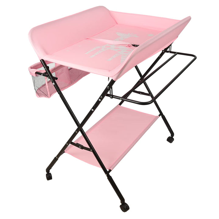 Wickelkommode Klappbar Babypflegetisch mit Sicherheitsgurt Ablagefächern, Mobiler Wickeltisch, Tragb
