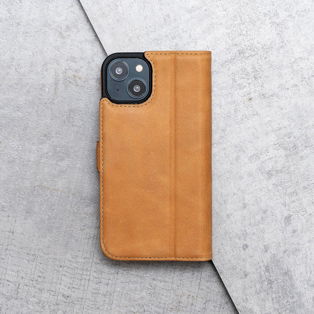 Porter Riley - Lederhülle für iPhone 13 (6.1"). Premium Echtleder Standhülle/Ledertasche/Brieftasche