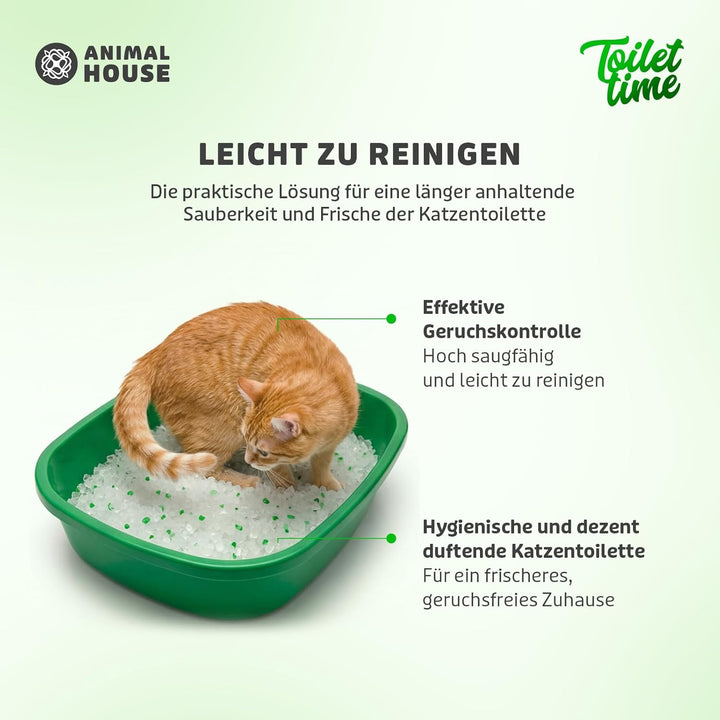 Animal House Toilet Time – 15 l Katzenstreu aus Silikonkristallen – antistatisch und sicher – staubf