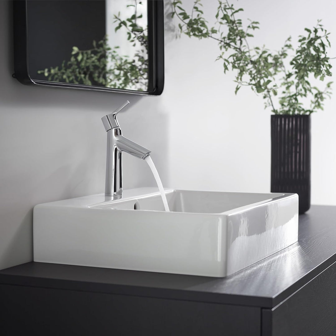 hansgrohe Wasserhahn Talis S (Armatur mit Auslauf Höhe 100mm und Zugstangen-Ablaufgarnitur) Chrom