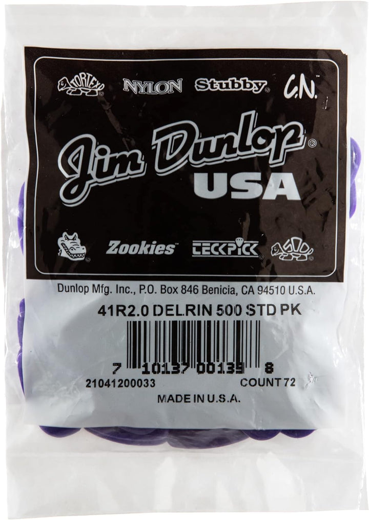 Médiators Jim Dunlop 2,00mm Delrin 500 2,00mm sachet de 72