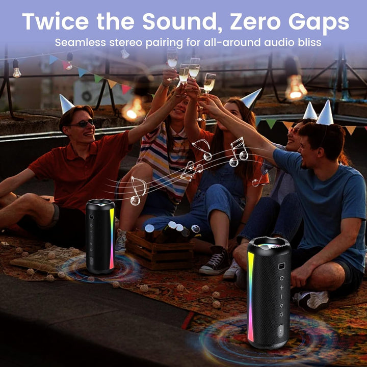 Bluetooth Lautsprecher, 2026 Musikbox Bluetooth 5.4 mit RGB Lichter, Tragbarer Lautsprecher Freispre