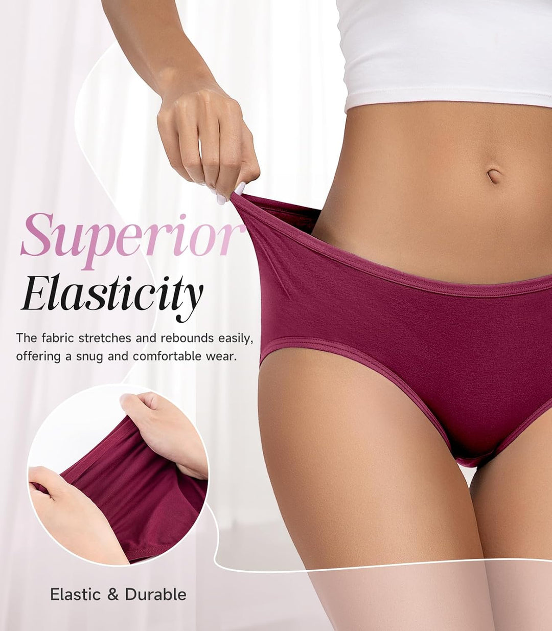 TANSTC Damen Unterhosen Baumwolle 6er-Pack Hipster Slips, Niedrige Taille & Stretch, Atmungsaktiv Sl