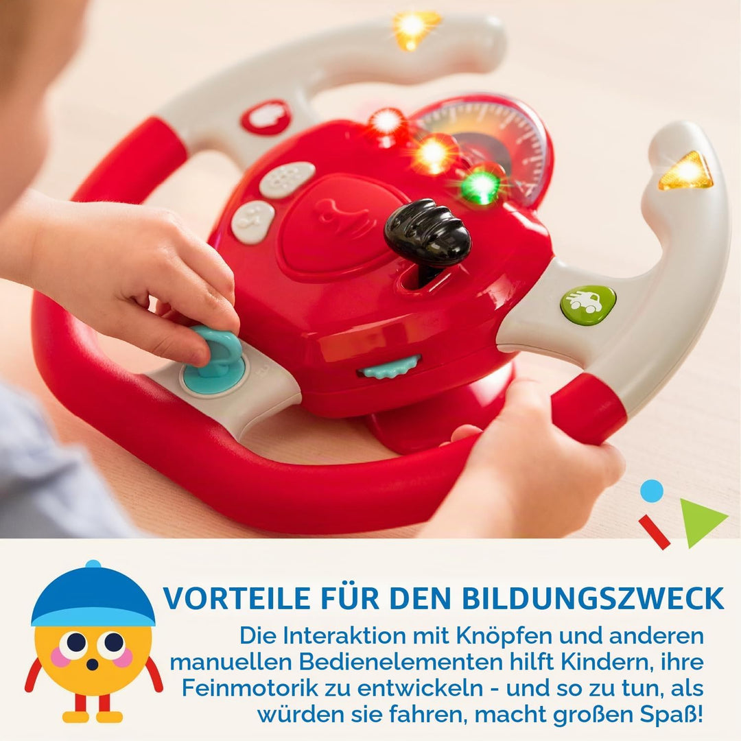 Battat – Geared To Steer – Interaktives Lenkrad – Tragbares Auto-Spielzeug – Kinderspiele & Lieder –