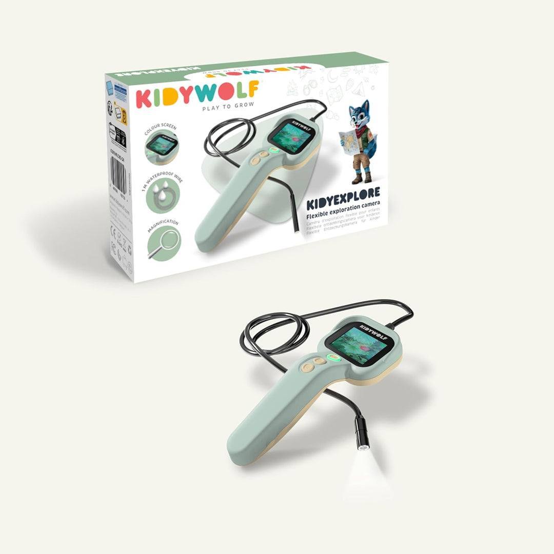 KIDYWOLF - KIDYEXPLORE - Biegsame Kamera für Kinder - Endoskop Kamera mit Farbdisplay &amp; 4-Fach Zoom