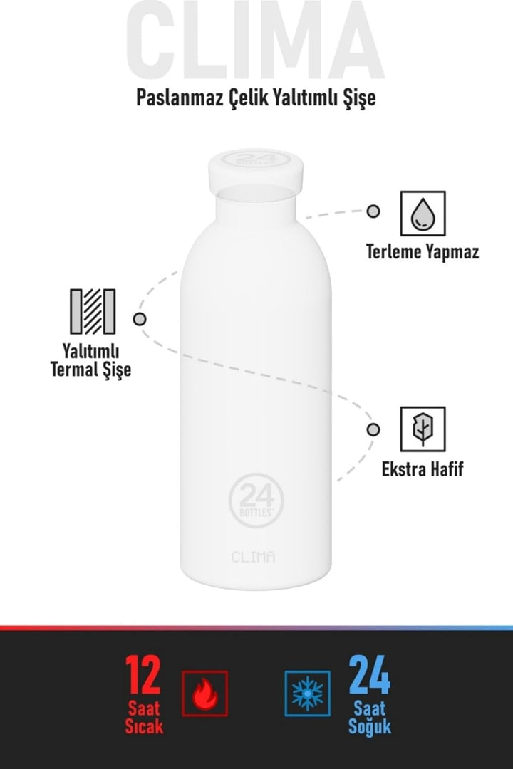 24Bottles Clima Flasche - 330ml/500ml/850ml Thermosflasche mit 100% Versiegeltem Deckel (12 Stunden