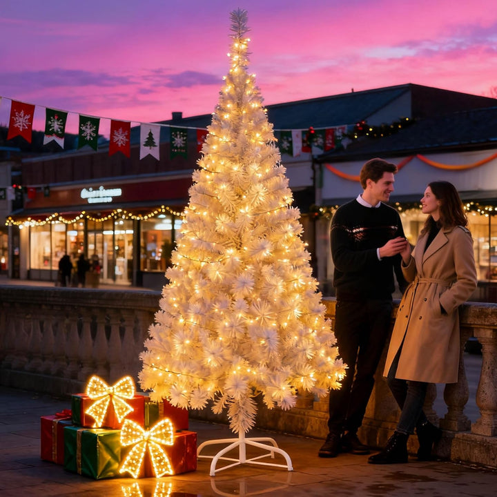 LARS360 240cm Künstlicher Weihnachtsbaum, Christbaum Tannenbaum mit Metallständer, Christbaum PVC We