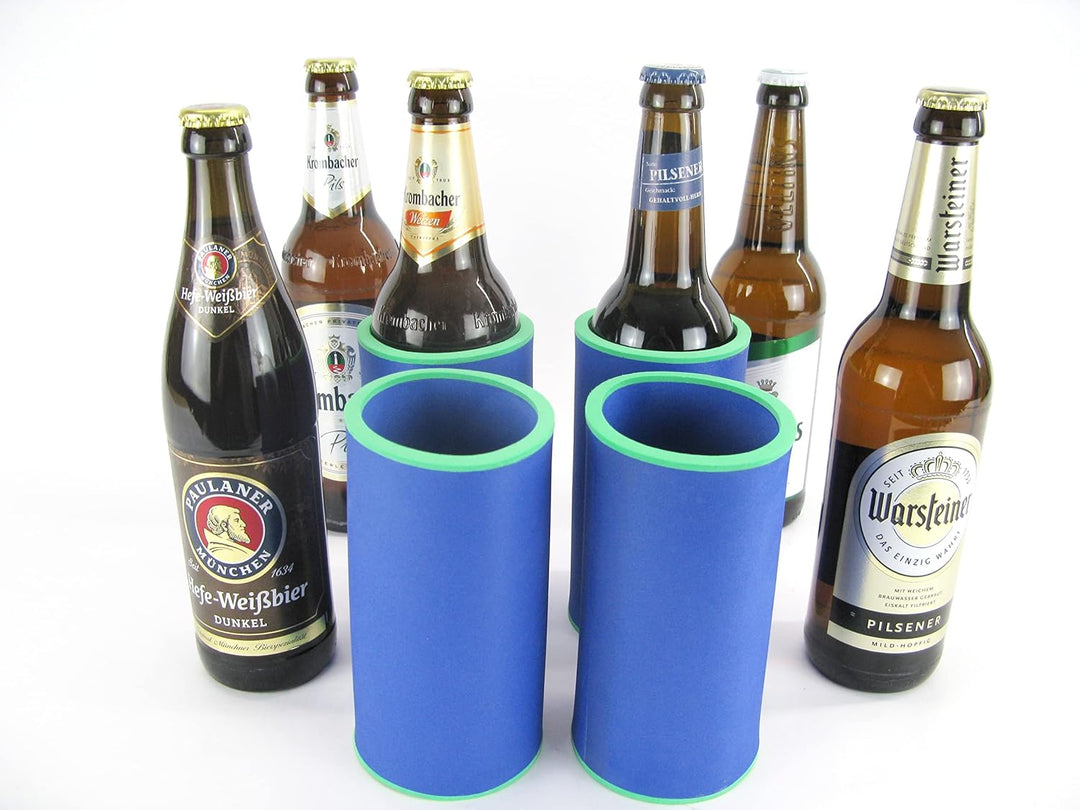 4 hochwertige Qualitätskühler aus 5-6 mm dickem Neopren für 0.5L Flaschen in der Farbe Blau (4x blau