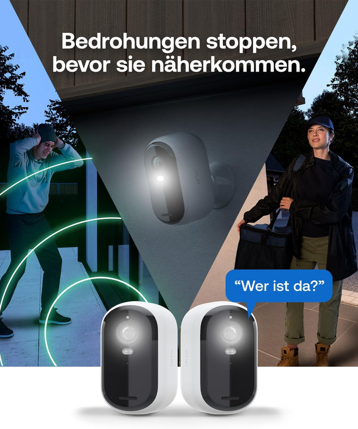 Arlo Essential 3 HD Überwachungskamera Aussen WLAN & 2 Solar Panel, Kabellos, 1080p Video, Farbnacht