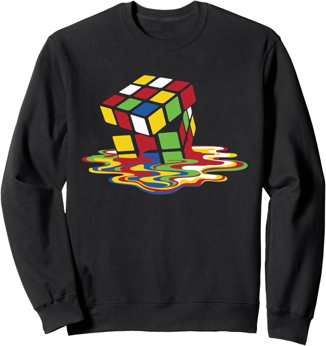 Schmelzwürfel Lustiges Retro Gaming Rubik Puzzle Nerd Geek Gamer Sweatshirt