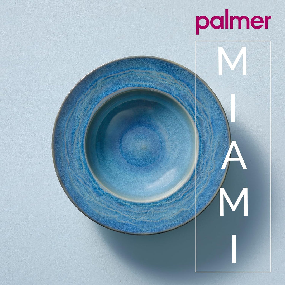 palmer Miami tiefe Teller - 2er-Set - Steinzeug - Ø 27 cm - grün blauer Ton - für Pasta, Suppe oder