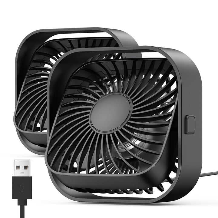 TOPK USB Ventilator 2 Stück Mini Tischventilatoren leiser Betrieb und starker Luftstrom, 3 Geschwind